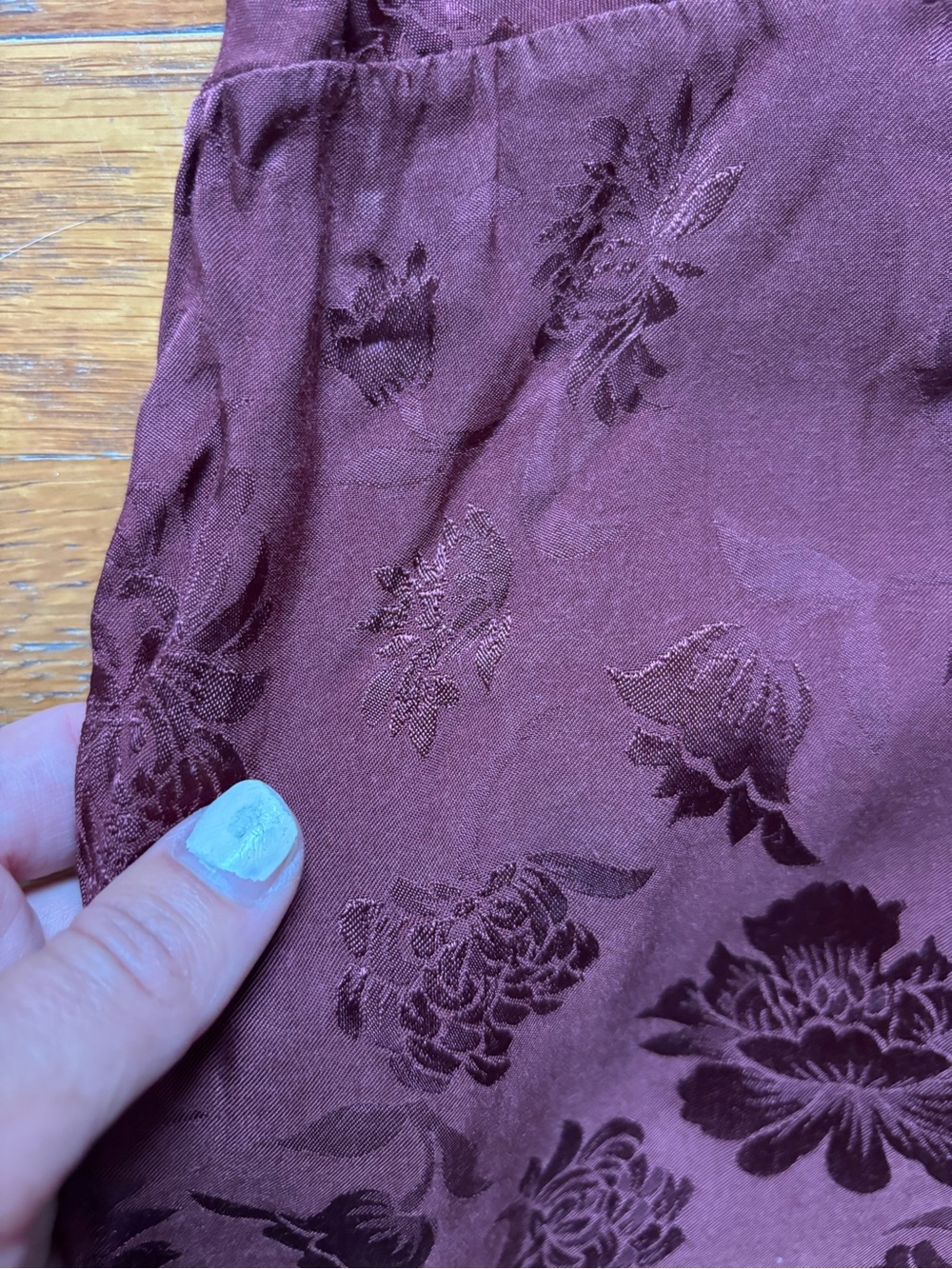 Aritzia  Burgundy Lace-Trim Slip Dress with Side Slit - Picture 7 of 8